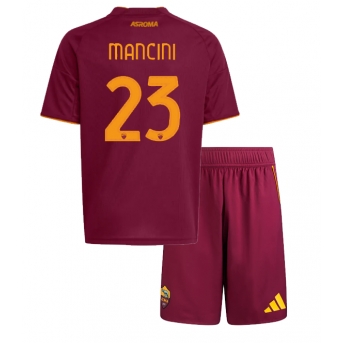 Billige Fotballdrakt AS Roma Gianluca Mancini #23 Replika Hjemmedraktsett Barn 2025-26 Kortermet (med bukser)